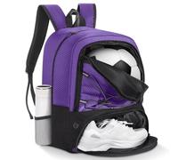 MoKo Soccer Bag Backpack, sac à dos de basket-ball pour hommes et femmes avec compartiments séparés pour le ballon et les chaussures,sac d'équipement sportif pour vêtements, chaussures,Violet