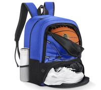 MoKo Soccer Bag Backpack, sac à dos de basket-ball pour hommes et femmes avec compartiments séparés pour le ballon et les chaussures,sac d'équipement sportif pour vêtements, chaussures, Bleu