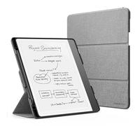 MoKo Stand Case for Kindle Scribe (Modèle 2024/2022) Étui en Cuir de Qualité Supérieure avec Porte-Stylo, Veille/réveil Automatique pour Amazon Kindle Scribe 2024 de 10,2 Pouces, Denim Gris