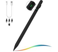 MoKo Stylet pour Écran Tactile, Stylet Universel Compatible avec iPad/iPhone/Samsung (Nicht-S Pen) et Autres Smartphones et Tablettes iOS/Android, Stylet de Tablettes avec Affichage de Batterie, Blanc