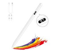MoKo Stylo Écran Tactile Capacitif Stylus, Stylet Universel à Charge Rapide Compatible avec iPad/iPhone/Android/iOS/Xiaomi/Tablette, Stylet Écran Capacitif avec Affichage de Puissance, Blanc