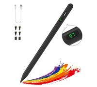 MoKo Stylo Écran Tactile Capacitif Stylus, Stylet Universel à Charge Rapide Compatible avec iPad/iPhone/Android/iOS/Xiaomi/Tablette, Stylet Écran Capacitif avec Affichage de Puissance, Noir