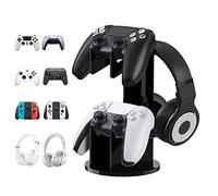 MoKo Support Universel pour Manette de Jeu, Support de Manette de Bureau pour Switch/Switch 2, PS5, PS4, Xbox One, Xbox Series, Support 2 en 1 pour Contrôleur de Jeu/Casque - Noir