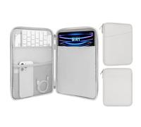 MoKo Tablette de 9-11 Pouces de Protection,Compatible avec 11" iPad Air M3,iPad A16 2025,Pro 11 M4, iPad 10/9/8/7th, Galaxy Tab S9/S8/A8/A7, Sacoche de Protection avec Pochette, Gris + Blanc