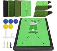 MoKo Tapis de Golf, Tapis de Golf 3 en 1 pour Évaluer la Trajectoire du Swing Inclut Fairway, Rough & Tapis d'Entraînement de Putting sur Base en Caoutchouc, Cadeaux de Golf pour Hommes et Femmes