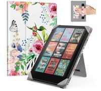 MoKo Universel Étui pour 6.8, 7 Pouces Kindle Paperwhite Liseuses et Tablettes,Kindle Paperwhite/Colorsoft/Kobo Libra/Boox/Ocean,Housse Coque Folio Légère avec Sangle de Main/Support, Fleurs Parfumées