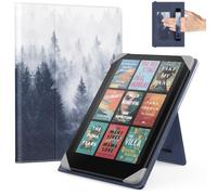 MoKo Universel Étui pour 6.8, 7 Pouces Kindle Paperwhite Liseuses et Tablettes, Kindle Paperwhite/Colorsoft/Kobo Libra/Boox/Ocean,Housse Coque Folio Légère avec Sangle Main/Support, Forêt Grise