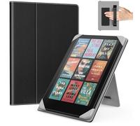 MoKo Universel Étui pour 6.8, 7 Pouces Kindle Paperwhite Liseuses et Tablettes,Kindle Paperwhite/Colorsoft/Kobo Libra/Boox/Ocean,Housse Coque Folio Légère avec Sangle de Main/Support, Lychee Noir