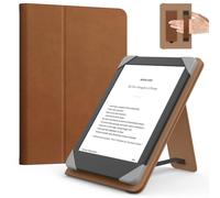 MoKo Universel Étui pour 6 Pouces Kindle Liseuses et Tablettes, Kindle/Kobo Clara/Tolino/Pocketook/Sony E-Book Tablet, Étui Folio Léger avec Dragonne et Béquille pour 6 Pouces, Brun