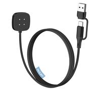 MoKo USB A/C Chargeur for Fitbit Versa 4/Versa 3/Sense 2/Sense, Câble de Charge de Remplacement for Google Pixel Watch 3/2, Magnétique Chargeur for Fitbit Watch, Noir