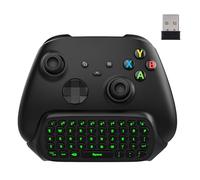 MoKo Xbox One Clavier en Anglais à Rétroéclairage Vert, Manette de Jeu Récepteur 2.4G Casque Prise Jack Audio pour Xbox S/Elite/Series X/S 2020, Anthracite Noir