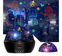 MOKOQI Projecteur de lumière pour enfant - Jouets de super-héros pour garçons de 5 à 7 ans - Projecteur de veilleuse Avengers avec minuterie pour chambre d'enfant, rotation à 360 degrés - Veilleuse