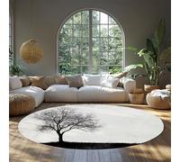 MOKOSAISE Abstrait esthétique botanique Cercle Tapis Noir et Blanc Branches d’Arbre Tapis Rond pour Le café étude Salle à Manger Bureau Chambre à Coucher décor 152cm (runden)