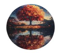 MOKOSAISE Arbre de Vie coloré Tapis Rond Beau Paysage d’Automne Cercle Tapis pour Manger Café Cuisine Bureau Chambre Décor 122cm (runden)