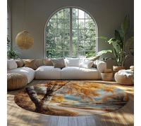 MOKOSAISE Beau Paysage d’Automne Tapis Rond Romantique Beau Paysage Naturel Cercle Tapis pour Vivre étude à Domicile Salle à Manger Bureau décor 91cm (runden)