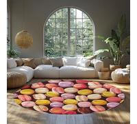 MOKOSAISE Biscuits Ronds colorés Pliable Tapis de Cercle antidérapant pour la Cuisine Dîner Café Décor de Sol à la Maison Délicieux Dessin animé Nourriture Lavable Tapis Ronds 244cm(Rond)