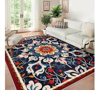MOKOSAISE Bohême 80x150cm Tapis Lavable Tapis d’Espace Ethnique Vintage à Poil Bas Lavable Léger Léger et coloré imprimé de Fleurs pour Chambre Ferme Salon