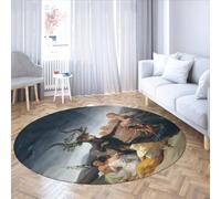 MOKOSAISE Cercle Tapis Sorcières Sabbat par Francisco Goya Personnes et Animaux Tapis Ronds Lavables Antidérapants pour Salon Bureau Sol Décor 240cm（Rond）
