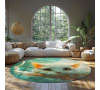 MOKOSAISE Chats rêveurs et Nuages Tapis coloré Doux Dessin animé Grand Cercle Tapis pour Chambre à Coucher Salon Cuisine crèche décor 122cm (Rond)