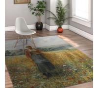 MOKOSAISE Cueillette de blé Countrywoman par Daniel Ridgway Tapis 140x200cm Knight Flowers Riverside Vintage Tapis de Support antidérapant pour Chambre à Coucher
