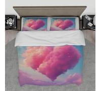 MOKOSAISE Ensemble de literie Romantique en Forme de cœur en Forme de Nuage 3 pièces Housse de Couette de rêve Rose Doux Violet Bleu 2 coiffures d’Oreiller pour Chambre Moderne 140 x 200 cm