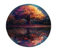 MOKOSAISE Esthétique Paysage Nocturne Étoilé Cercle Tapis Rêveur et Mystérieux Arbre de Vie Tapis Rond pour Vivre Bureau Salle À Manger Café Décor 61cm (runden)