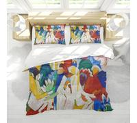 MOKOSAISE Figures abstraites Housse Couette 3 pièces Impressions rétro Ensemble literie coloré pour la Maison Chambre à Coucher 2 Couvre-oreillers Fermeture éclair 4 Cravates 155 x 220 cm