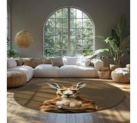 MOKOSAISE Fitness Bunny Lavable Coloré Cercle Tapis Inspirant Portraits D’Animaux Tapis Antidérapant Tapis D’intérieur pour Chambre De Bébé Salle De Classe Salle De Gym 60cm（Rond）