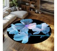 MOKOSAISE Fleur colorée botanique Lavable Rond Tapis Bleu et Rose Cercle Floral pour Chambre Salon Cuisine pépinière Maison 213cm(runden)
