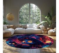 MOKOSAISE Fleurs Squelette colorées Lavable Rond Tapis Mexicain crâne en Sucre soucis Cercle Tapis pour Vivre entrée Salle à Manger décoration intérieure 152cm(Rond)