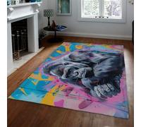 MOKOSAISE Gorilla Graffiti Surface Tapis Lavable 100x200cm Design Urbain Abstrait Moquet antidérapant à Poil Bas pour Salon Chambre Décoration Moderne