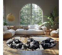 MOKOSAISE Gorilla Round Area Carpet Lavable 200cm（Rond） Black and White Wild Animals Monkey Modern Industrial Style Moquette à Poil Bas pour Salon