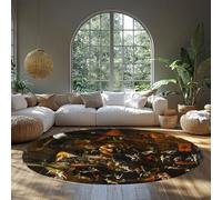MOKOSAISE Jérôme Bosch Peintures célèbres Tapis Ronds Symbolisme Lavable Antidérapant Cercle Tapis pour Bureau Salon Étude Dîner Décor 91cm（Rond）