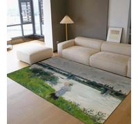 MOKOSAISE La Promenade Argenteuil Femmes en Paysage Tapis Femme Tenant Un Tapis Parapluie pour Vivre Maison Chambre café Salle à Manger décor 140x180cm