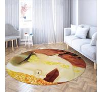 MOKOSAISE Larmes d’Or Tapis Ronds antidérapants à Poils Ras Abstraits Femmes Portrait Cercle Tapis Doux Lavable pour Chambre Café Étude Salle À Manger 122cm(Rond)