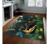 MOKOSAISE Le Tapis de la Zone de rêve Salon Lavable 160x200cm Tapis imprimé sans engoissement de Plantes Tropicales et Animaux Sauvages pour Chambre Salle à Manger Nursery