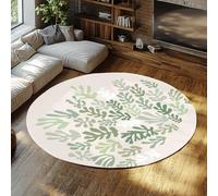 MOKOSAISE Les Tapis Ronds en Galette 180cm（Rond） pour Le Salon bohèmes Modernes lavables Grandes Plantes Vertes Aquarelle Tapis Circulaire sous la Table pour la Table à Manger