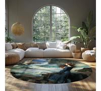 MOKOSAISE Miranda la tempête 1906 par John William Waterhouse Tapis Classiques préraphaélites Femme Portrait Cercle Tapis pour Vivre la décoration intérieure 60cm（Rond）