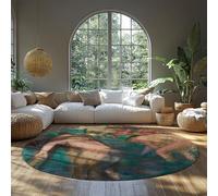 MOKOSAISE Mystérieux Rétro Cercle Tapis 100cm（Rond） pour la Maison Salle à Manger Chambre Café Femmes dans Le Bain Peinture Impressions Tapis Doux Poils Bas Pliable