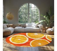 MOKOSAISE Orange Fruit 135cm（Rond） Tapis Rond Lavable Tapis de buanderie antidérapant Nourriture délicieuse Tapis d’entrée Doux à Poils Ras pour la décoration de Couloir de Cuisine