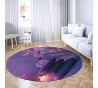 MOKOSAISE orchidées Roses Lavable Pliable Jeter Cercle Carper Tranquille détente Pierres Tapis Ronds pour Vivre étude à Domicile Chambre Spa Salle à Manger décor 60cm（Rond）