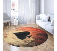MOKOSAISE Rétro Amour Coeur à Poils Ras Doux jeté Rond Tapis colorés Abstraits Pliables Cercle Tapis pour Bureau à Domicile étude Cuisine décor 90cm（Rond）