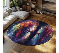 MOKOSAISE Rêve et Belle scène de Nuit Cercle Autour de l’Arbre de Vie coloré Tapis Rond pour Chambre à Manger Cuisine Bureau décor 122cm (runden)