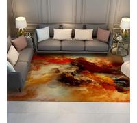 MOKOSAISE Tapis Abstract Clouds Mist Area 160x200cm Motif Rouge Orange Jaune Moquette Moderne à Poil Bas Lavable pour Salon Salle à Manger