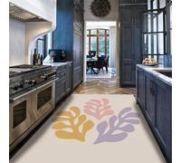 MOKOSAISE Tapis botaniques Modernes 100x150cm Formes colorées de Feuilles crème Bohème Moquette Fine et Douce pour Salon Chambre Salle à Manger Bureau