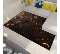 MOKOSAISE Tapis Chinois auspiceous Clouds 120x160cm Abstrait Noir Orange tourbillonnant Tapis Lavable à Poil Bas pour Bureau dans Le Salon