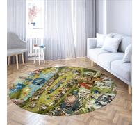 MOKOSAISE Tapis circulaires Le Jardin des délices terrestres par Hieronymus Bosch Tapis Rond antidérapant Lavable pour Bureau à Domicile Étude Décor de Sol 183cm(Rond)