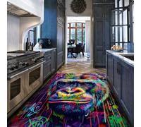 MOKOSAISE Tapis coloré Gorilla Area Lavable 120x180cm Graffiti Pop Art Visage de Singe Tapis Fin imprimé Moderne pour Salon Chambre de bébé à la Maison