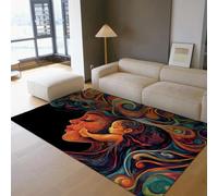 MOKOSAISE Tapis coloré Lavable 100x200cm Modèle de la fête des mères du Printemps Moquette Vintage mère et Fille à Poil Bas pour Salon et Chambre