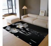 MOKOSAISE Tapis d’Espace 60x120cm Tapis de Cuisine en Fleurs Blanches lavables pour l’entrée Moquette intérieure Bohème d’orchidées à Poil Bas pour Salon Table de Salle à Manger